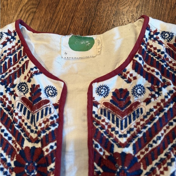 Anthropologie Patterned Utility Greenwich Embroidered Jacket Size Medium - Picture 4 of 9